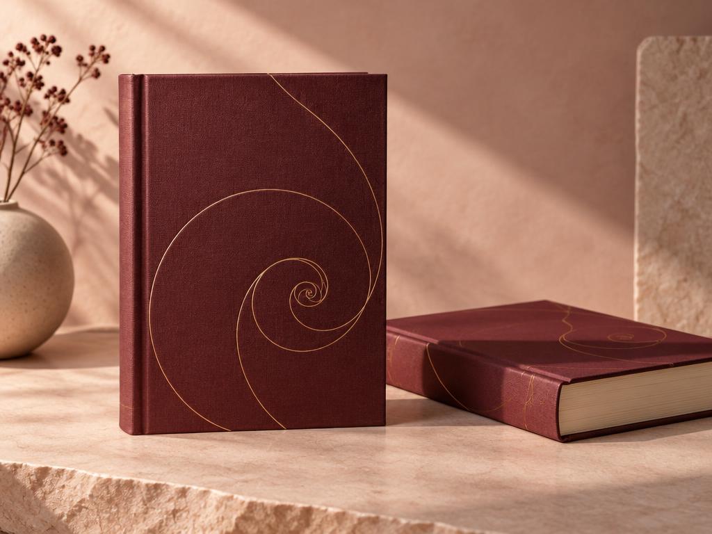 Composição editorial ilustrativa de livros vinho com detalhes dourados